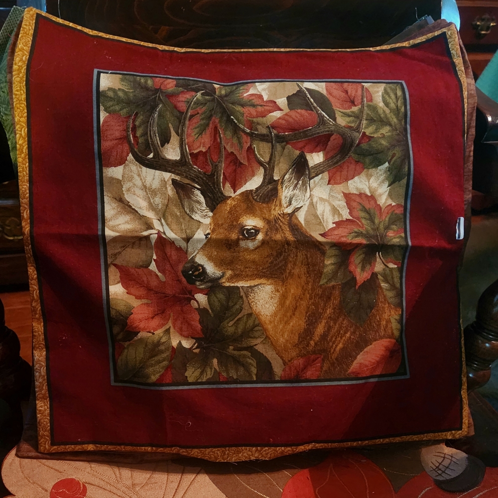 Deer and Leaves Decorative Pillow Cover